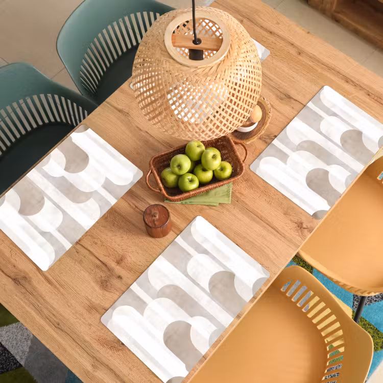 Placemat - 6 stuks - Abstracte bogen - Modern - Beige — 6