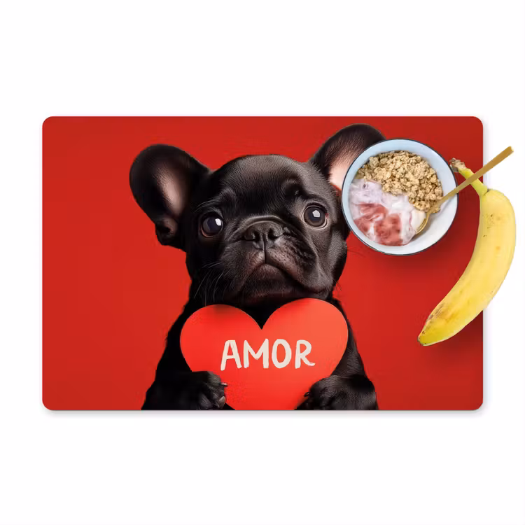 Placemat - 6 stuks - Amor - Hond - Hartje - Rood — 1
