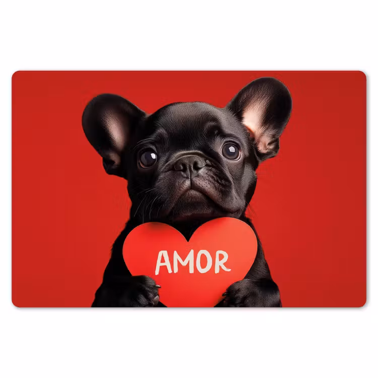 Placemat - 6 stuks - Amor - Hond - Hartje - Rood — 7