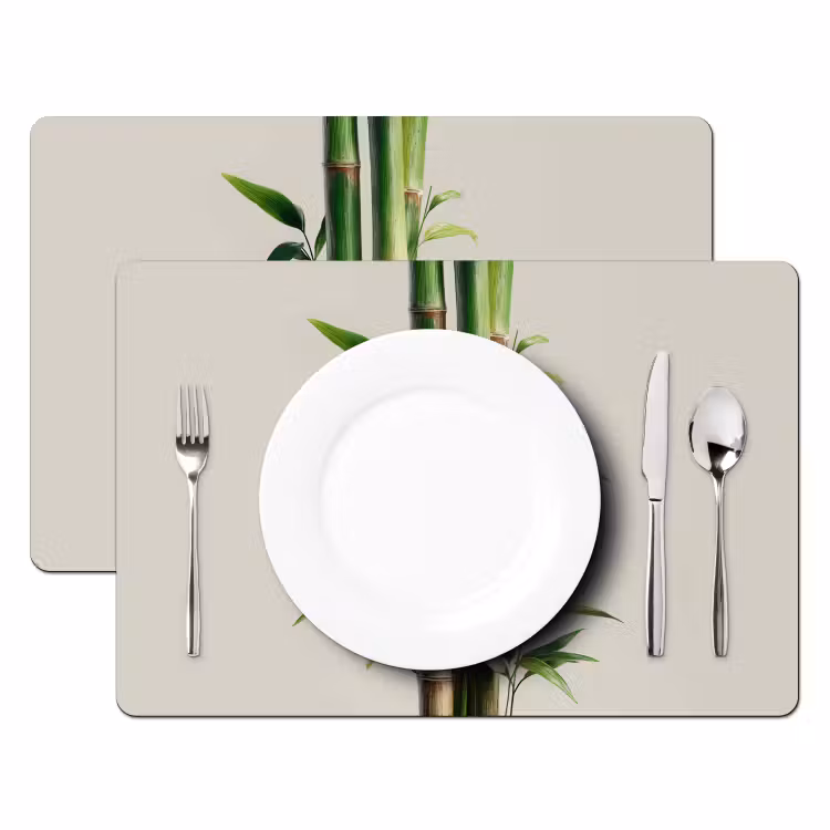 Placemat - 6 stuks - Bamboestengels - Sierlijk - Groen — 2