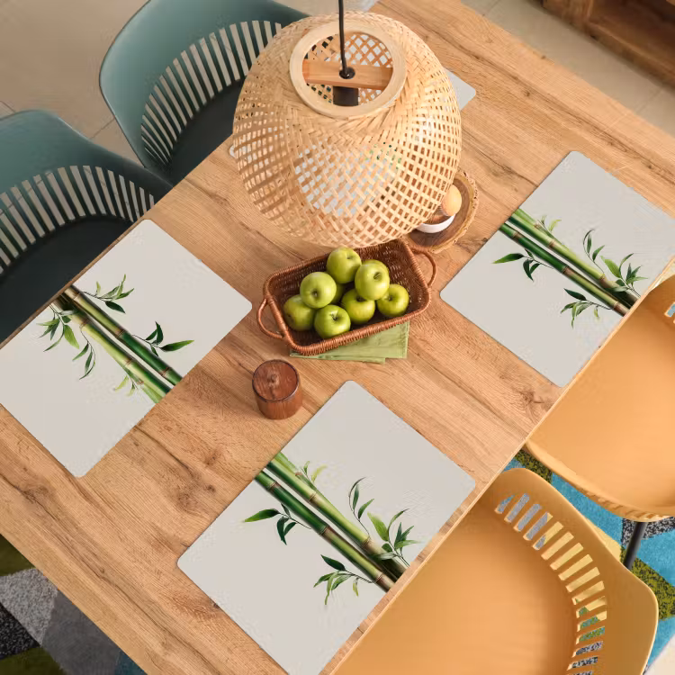 Placemat - 6 stuks - Bamboestengels - Sierlijk - Groen — 6