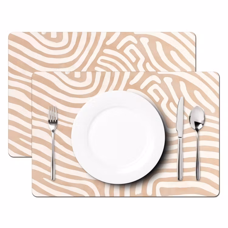 Placemat - 6 stuks - Beige - Aardspatroon — 2