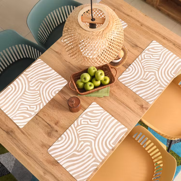 Placemat - 6 stuks - Beige - Aardspatroon — 6
