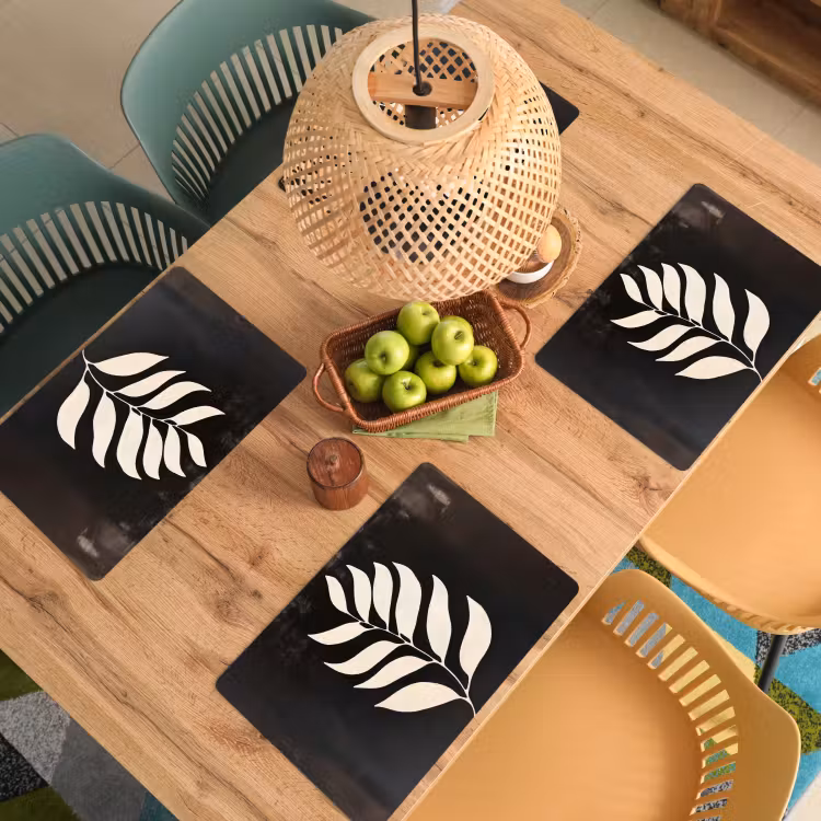 Placemat - 6 stuks - Blad - Wit - Minimalistisch — 6