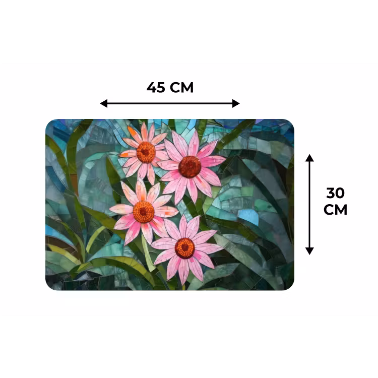 Placemat - 6 stuks - Bloemen - Roze - Glasmozaïek — 3