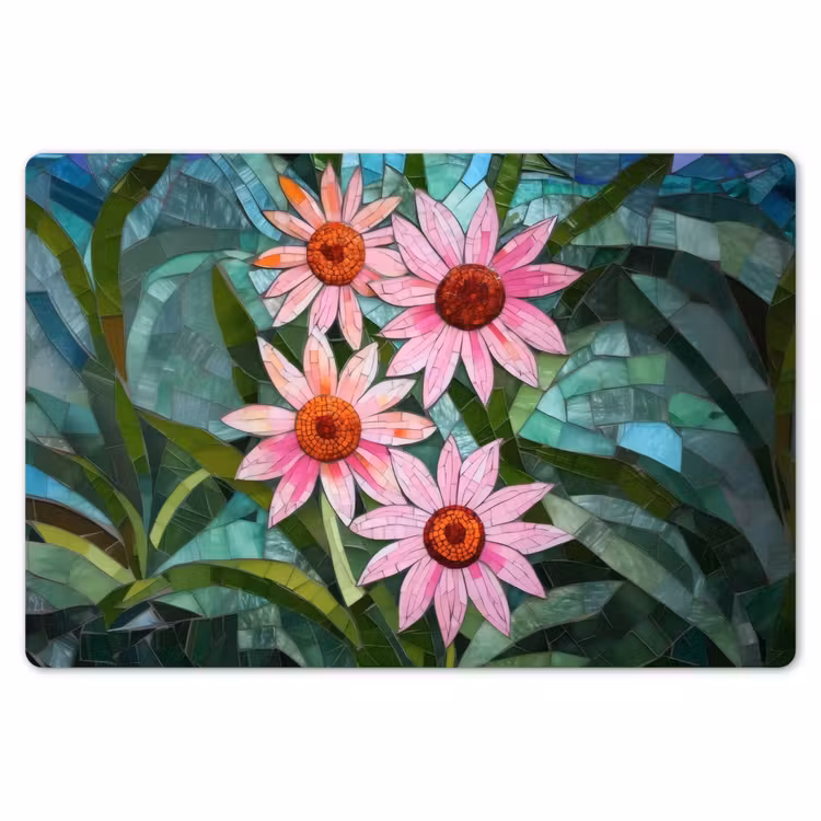Placemat - 6 stuks - Bloemen - Roze - Glasmozaïek — 7