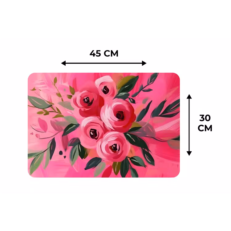Placemat - 6 stuks - Bloemen - Verf - Roze — 3