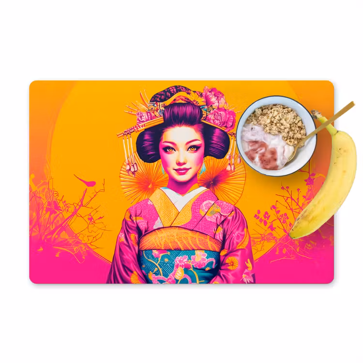 Placemat - 6 stuks - Bloemen - Vrouw - Kimono - Roze — 1