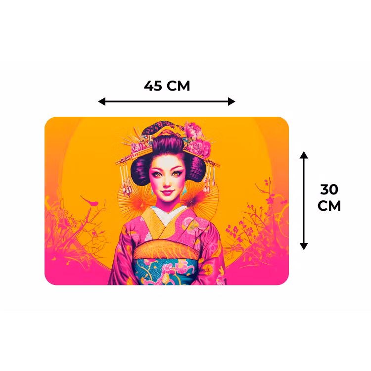 Placemat - 6 stuks - Bloemen - Vrouw - Kimono - Roze — 3