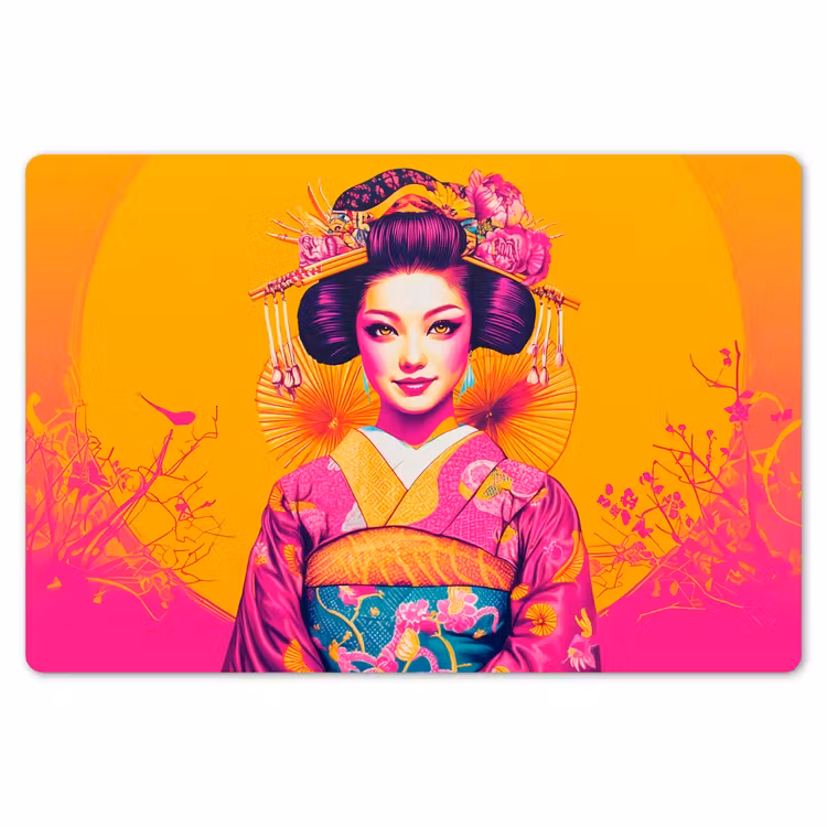 Placemat - 6 stuks - Bloemen - Vrouw - Kimono - Roze — 7