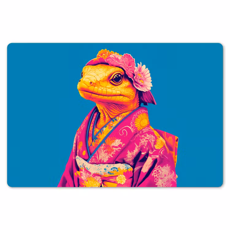 Placemat - 6 stuks - Bloemenkrans - Hagedis - Kimono - Paars — 7