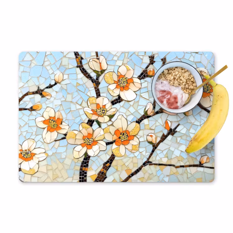 Placemat - 6 stuks - Bloesems - Wit - Mozaïek - Tak — 1