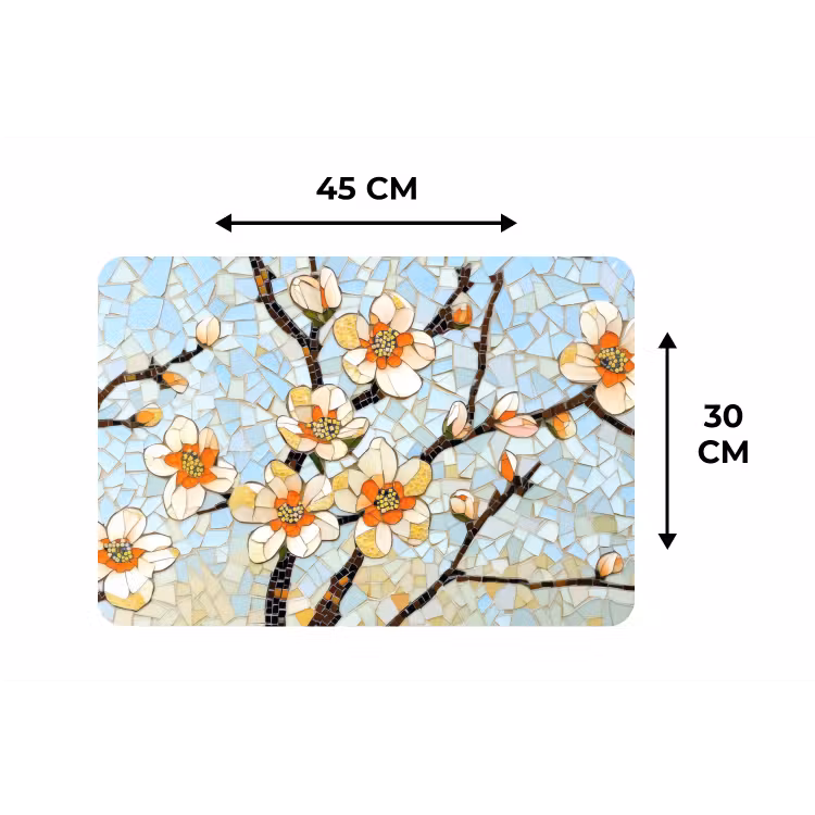 Placemat - 6 stuks - Bloesems - Wit - Mozaïek - Tak — 3