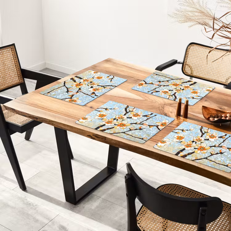 Placemat - 6 stuks - Bloesems - Wit - Mozaïek - Tak — 5
