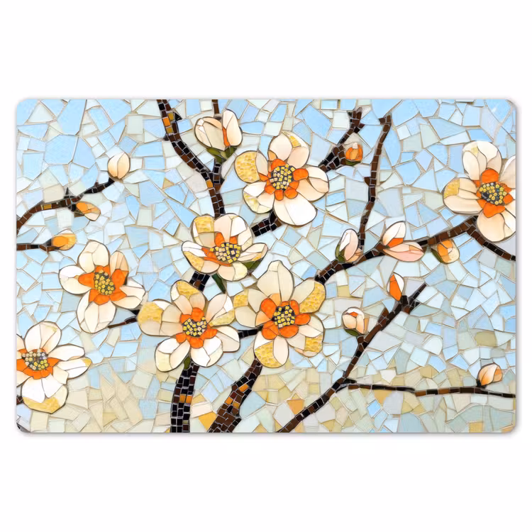 Placemat - 6 stuks - Bloesems - Wit - Mozaïek - Tak — 7