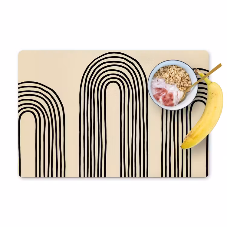Placemat - 6 stuks - Boogvormen - Zwart - Strak — 1