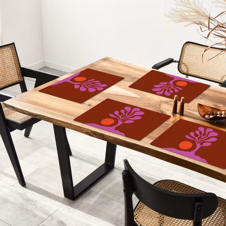 Placemat - 6 stuks - Boom - Paars - Cirkel - Vloeiend — 5