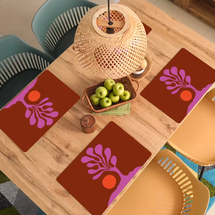 Placemat - 6 stuks - Boom - Paars - Cirkel - Vloeiend — 6
