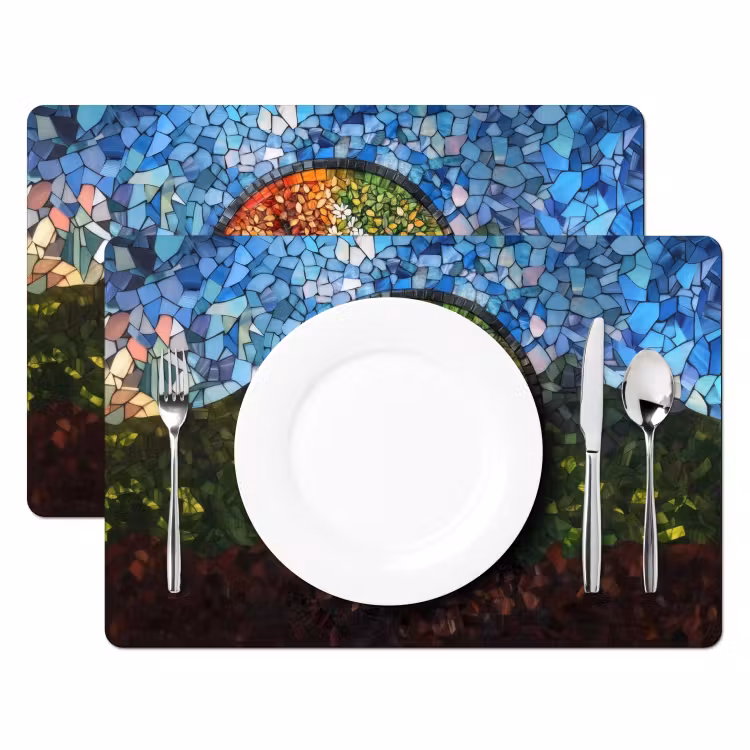 Placemat - 6 stuks - Boom - Seizoenen - Mozaïek - Bergen — 2