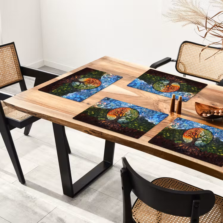 Placemat - 6 stuks - Boom - Seizoenen - Mozaïek - Bergen — 5