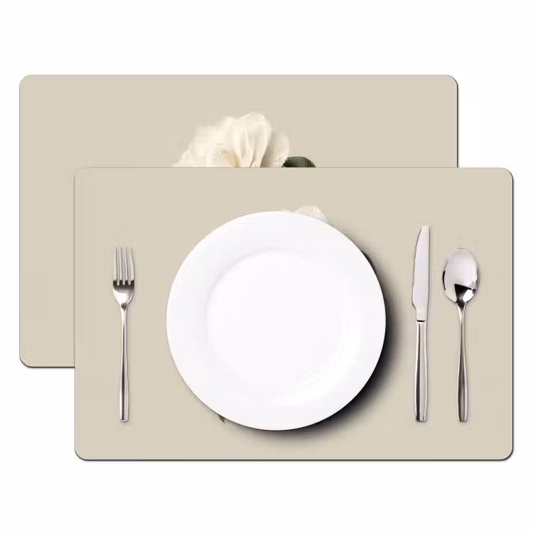Placemat - 6 stuks - Cameliabloem - Wit - Groen — 2