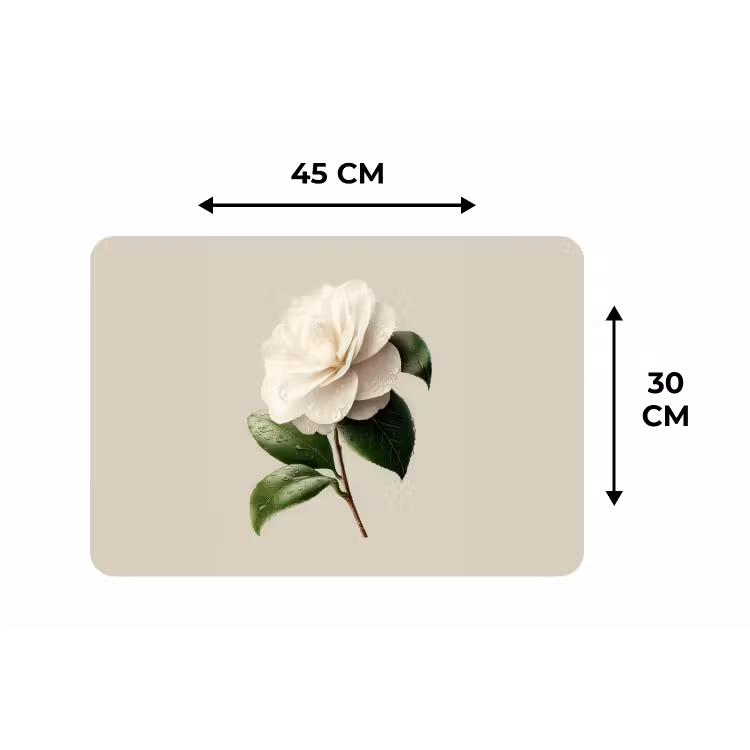 Placemat - 6 stuks - Cameliabloem - Wit - Groen — 3