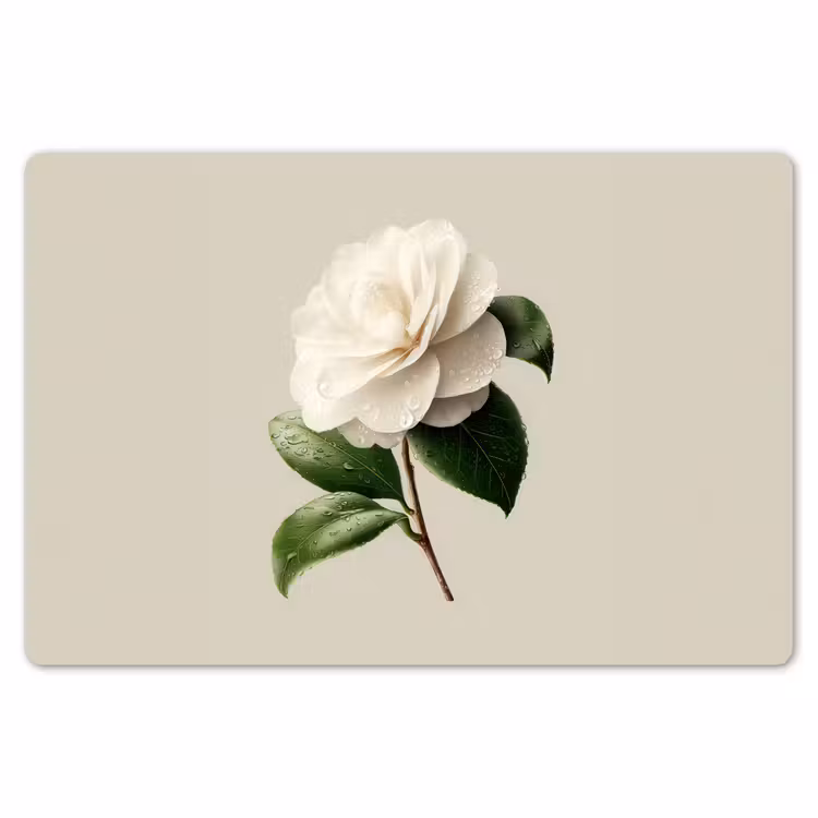 Placemat - 6 stuks - Cameliabloem - Wit - Groen — 7