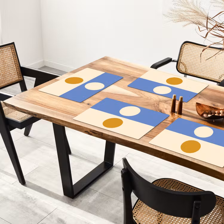 Placemat - 6 stuks - Cirkels - Symmetrisch - Wit - Blauw- Geel — 5