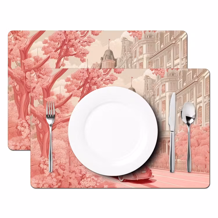 Placemat - 6 stuks - City - Car - Pink — 2