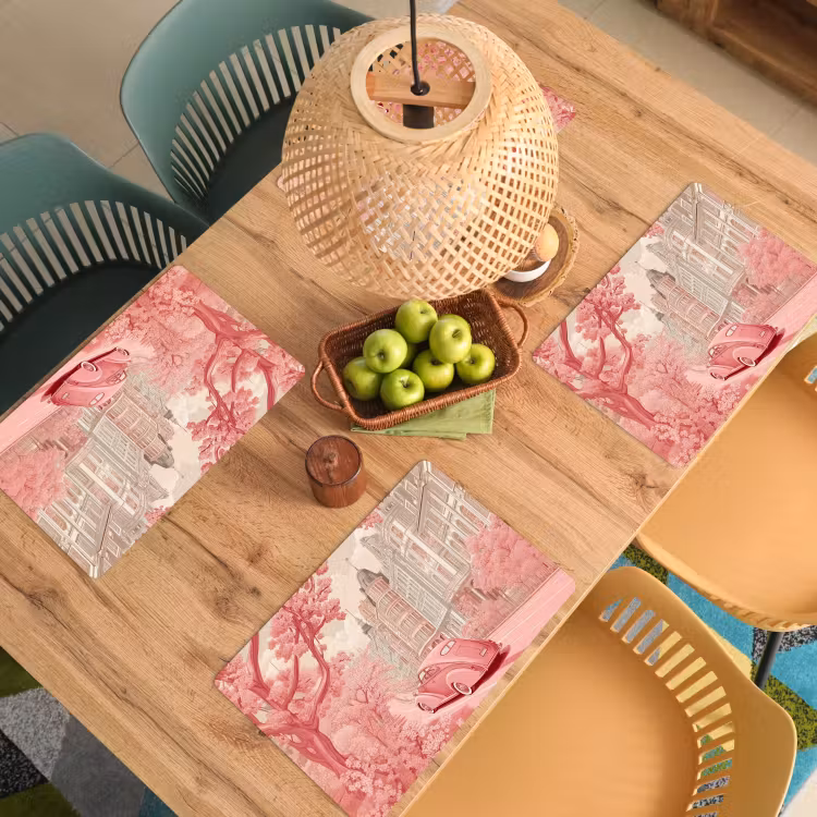Placemat - 6 stuks - City - Car - Pink — 6