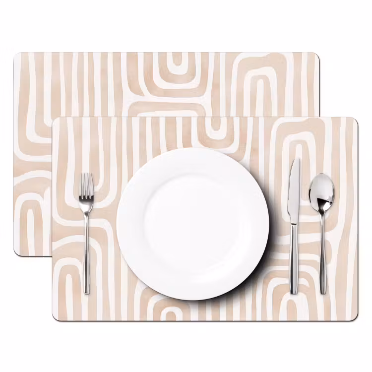 Placemat - 6 stuks - Decoratief - Labyrint - Beige — 2