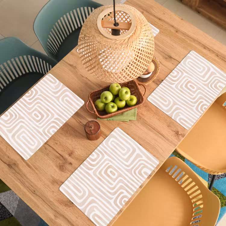 Placemat - 6 stuks - Decoratief - Labyrint - Beige — 6