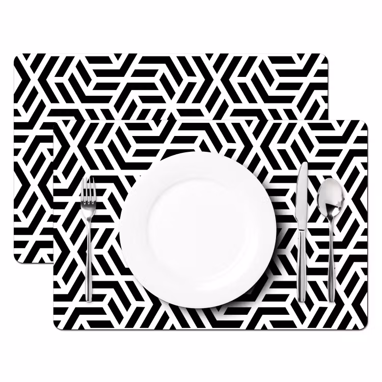 Placemat - 6 stuks - Design - Geometrie - Patroon - Zwart - Wit — 2