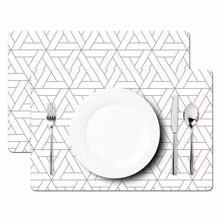 Placemat - 6 stuks - Design - Lijn - Patroon - Zwart - Wit — 2