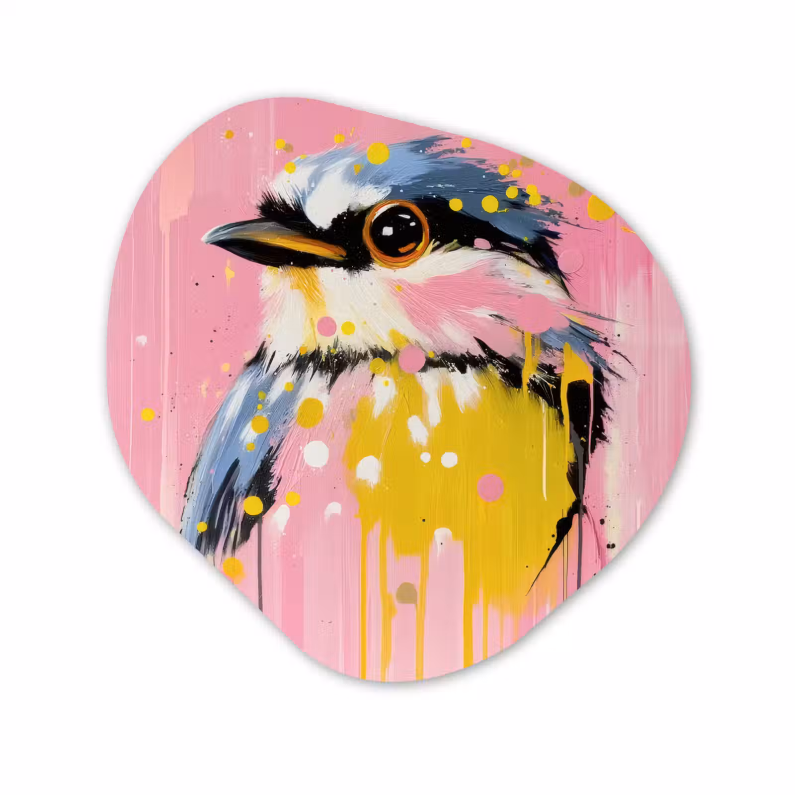 Organische vorm aluminium - Vogel - Roze - Geel - Blauw — 1