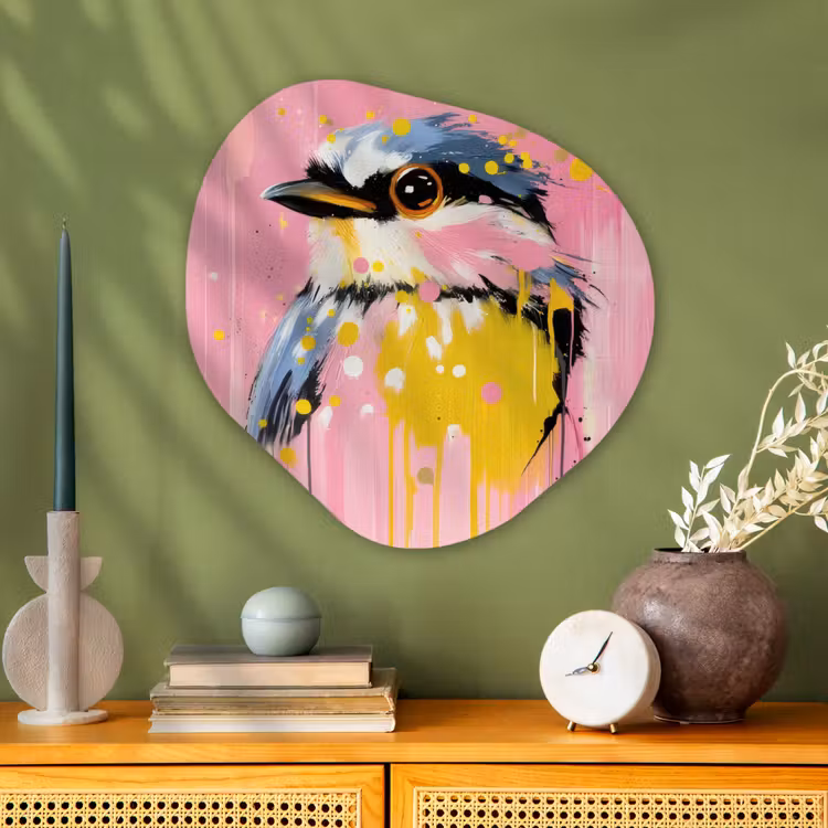 Organische vorm aluminium - Vogel - Roze - Geel - Blauw — 2