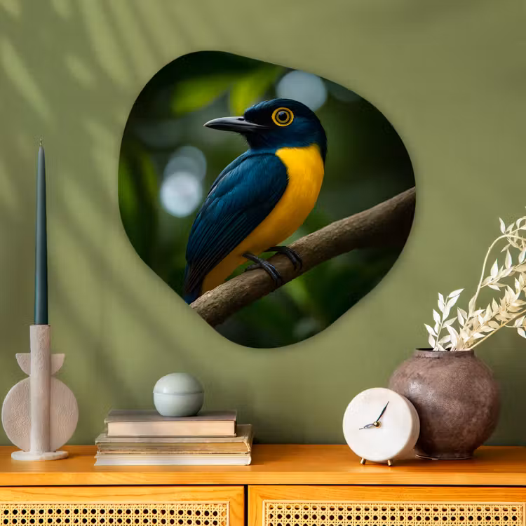 Organische vorm aluminium - Vogel - Tak - Geel - Bladeren — 2