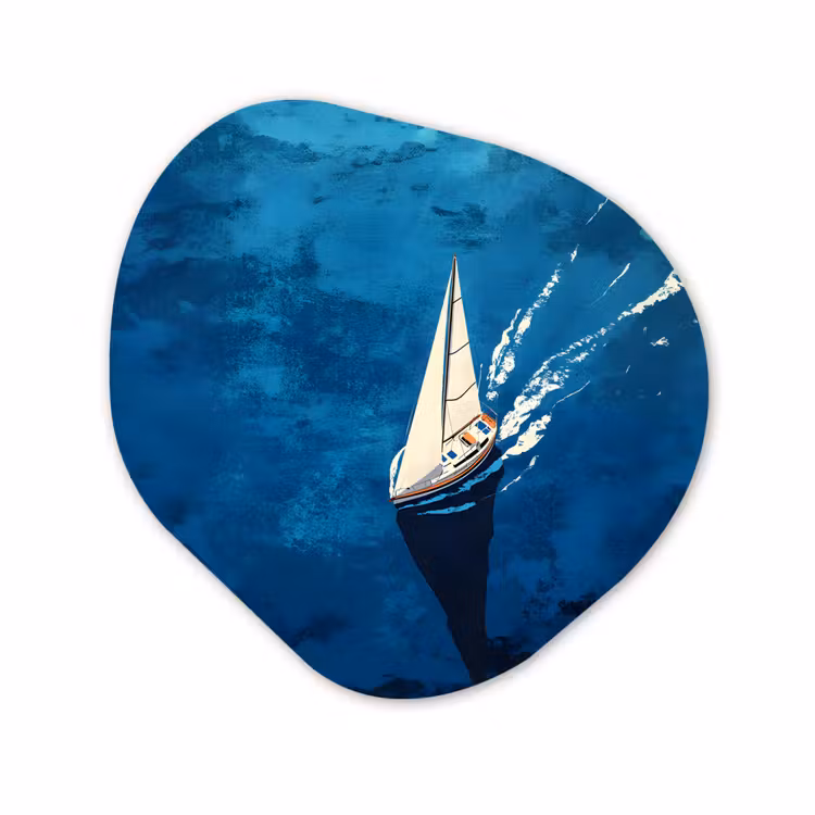 Organische vorm aluminium - Zeilboot - Water - Abstract - Schaduw — 1