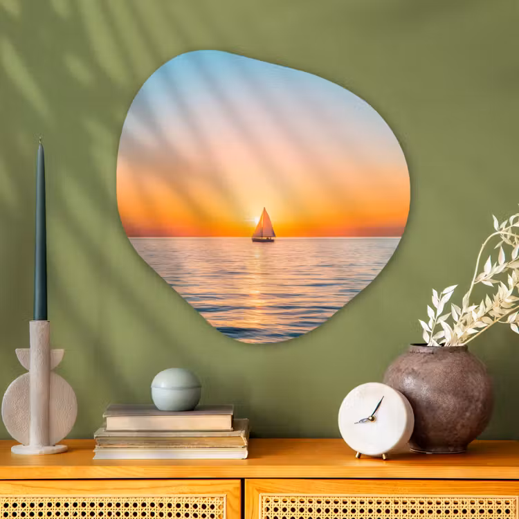 Organische vorm aluminium - Zee - Zeilboot - Zonsondergang — 2