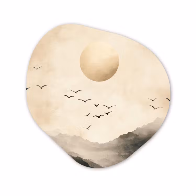 Organische vorm aluminium - Landschap - Japandi - vogel — 1