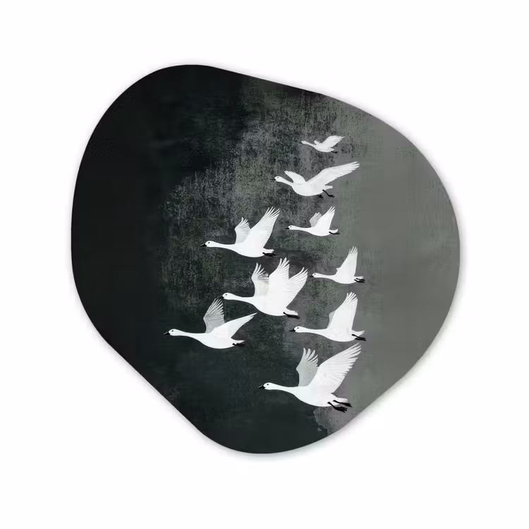 Organische vorm aluminium - Vogel - Japandi - Groen — 1