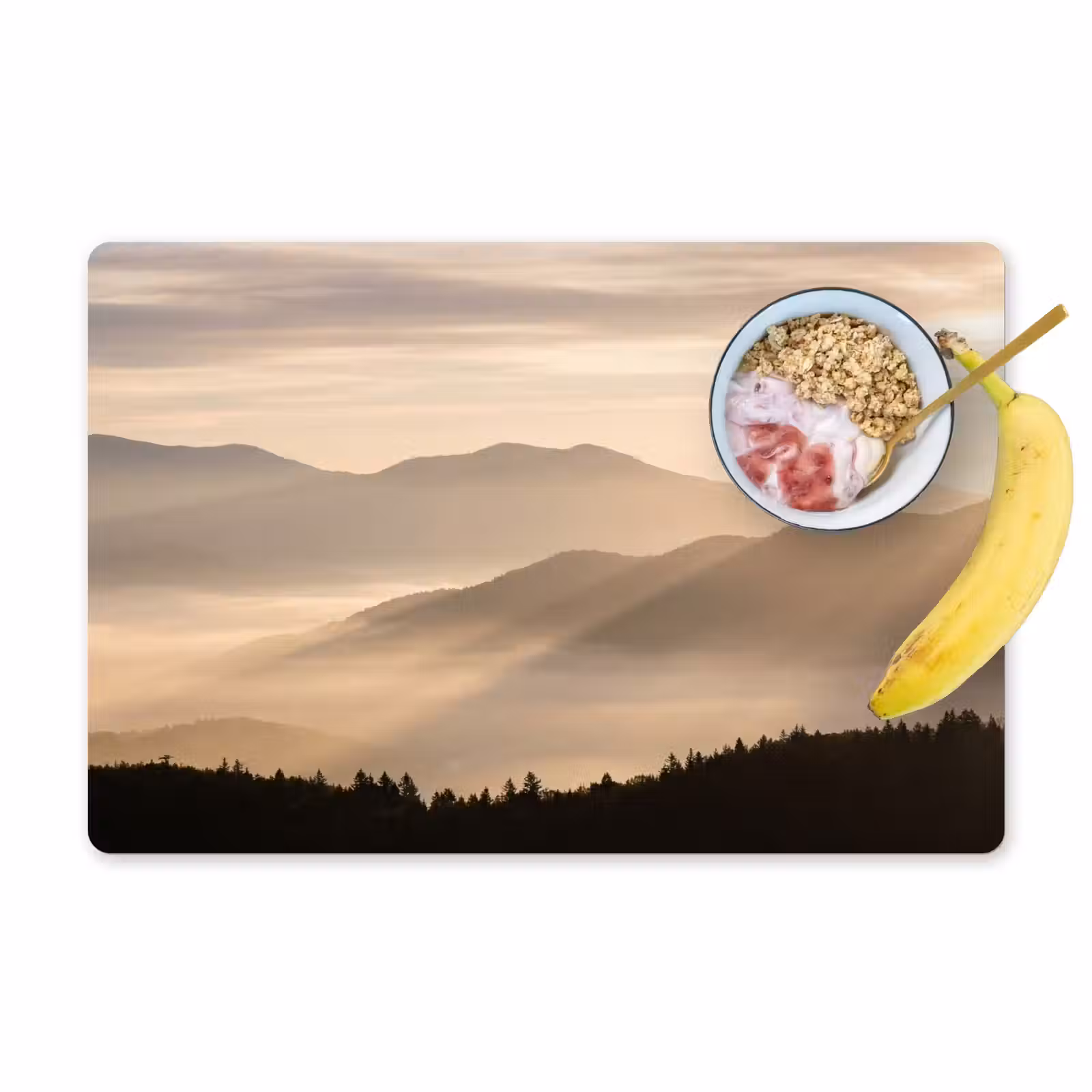 Placemat - 6 stuks - Bergen - Mist - Zonnestralen — 1