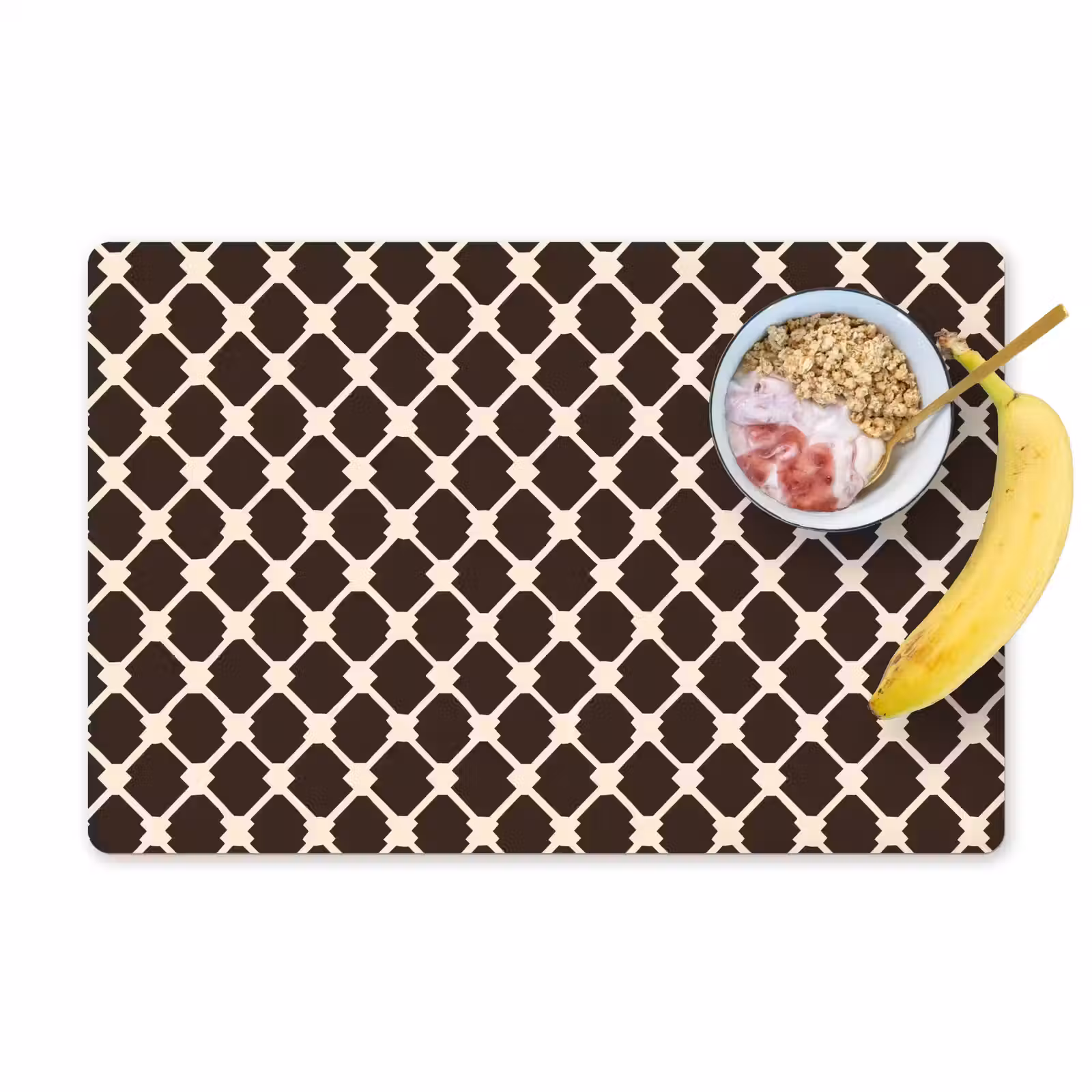 Placemat - 6 stuks - Bruin - Ruitpatroon - Geometrisch — 1