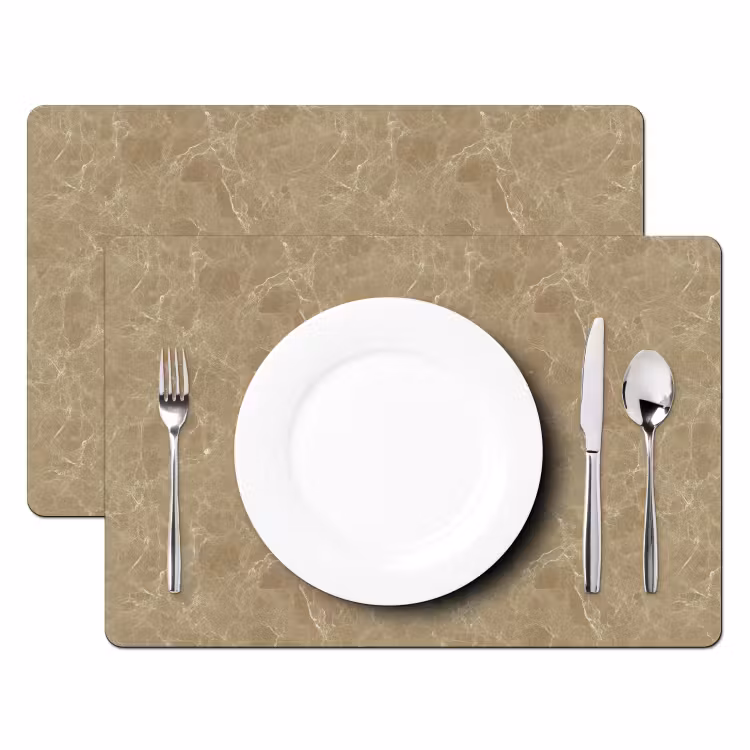 Placemat - 6 stuks - Beige - Marmer - Witte aders — 2