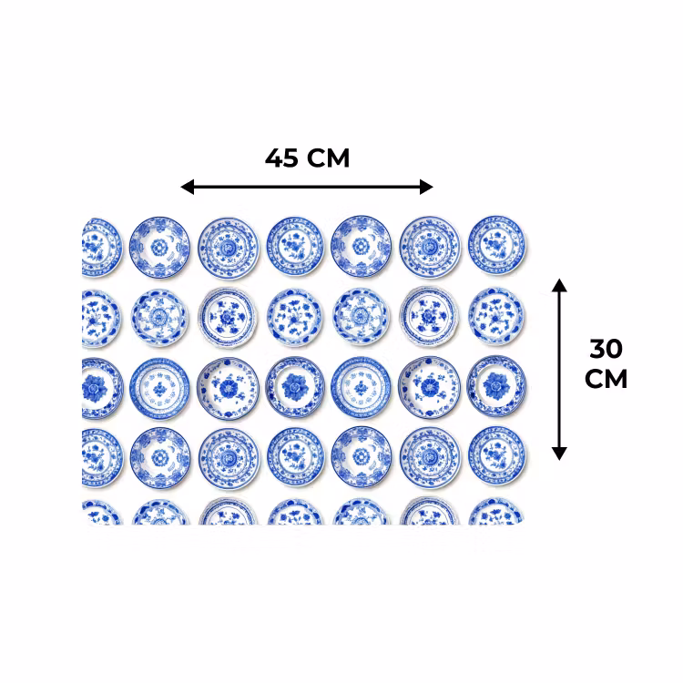 Placemat - 6 stuks - Borden - Bloemen - Patroon - Blauw — 3