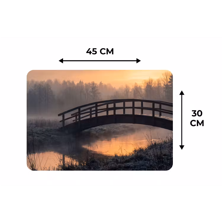 Placemat - 6 stuks - Brug - Mist - Bomen - Water — 3