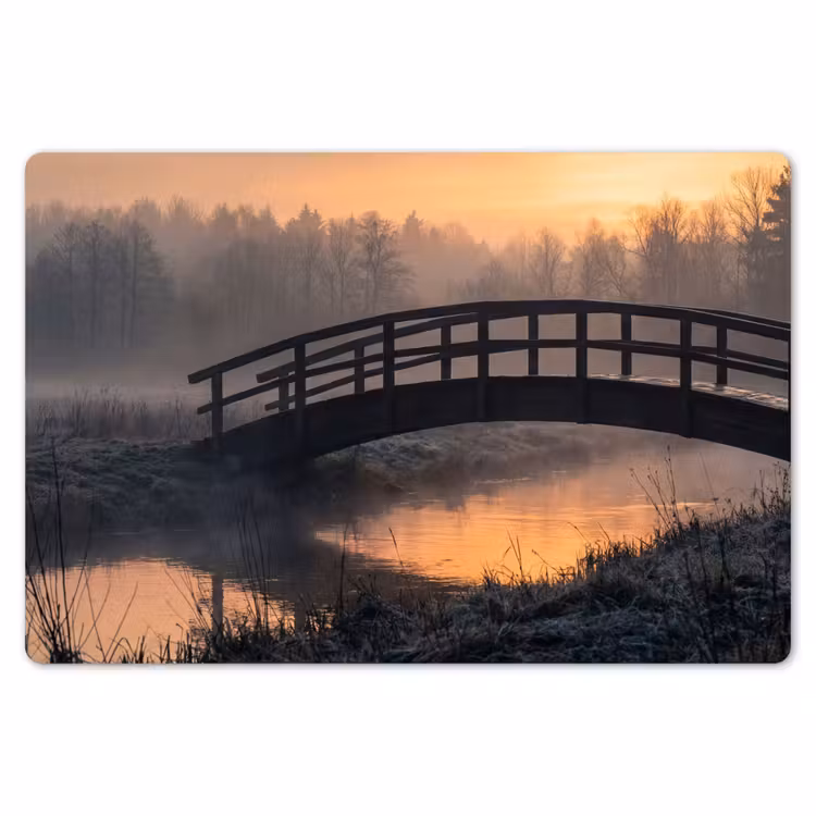 Placemat - 6 stuks - Brug - Mist - Bomen - Water — 7