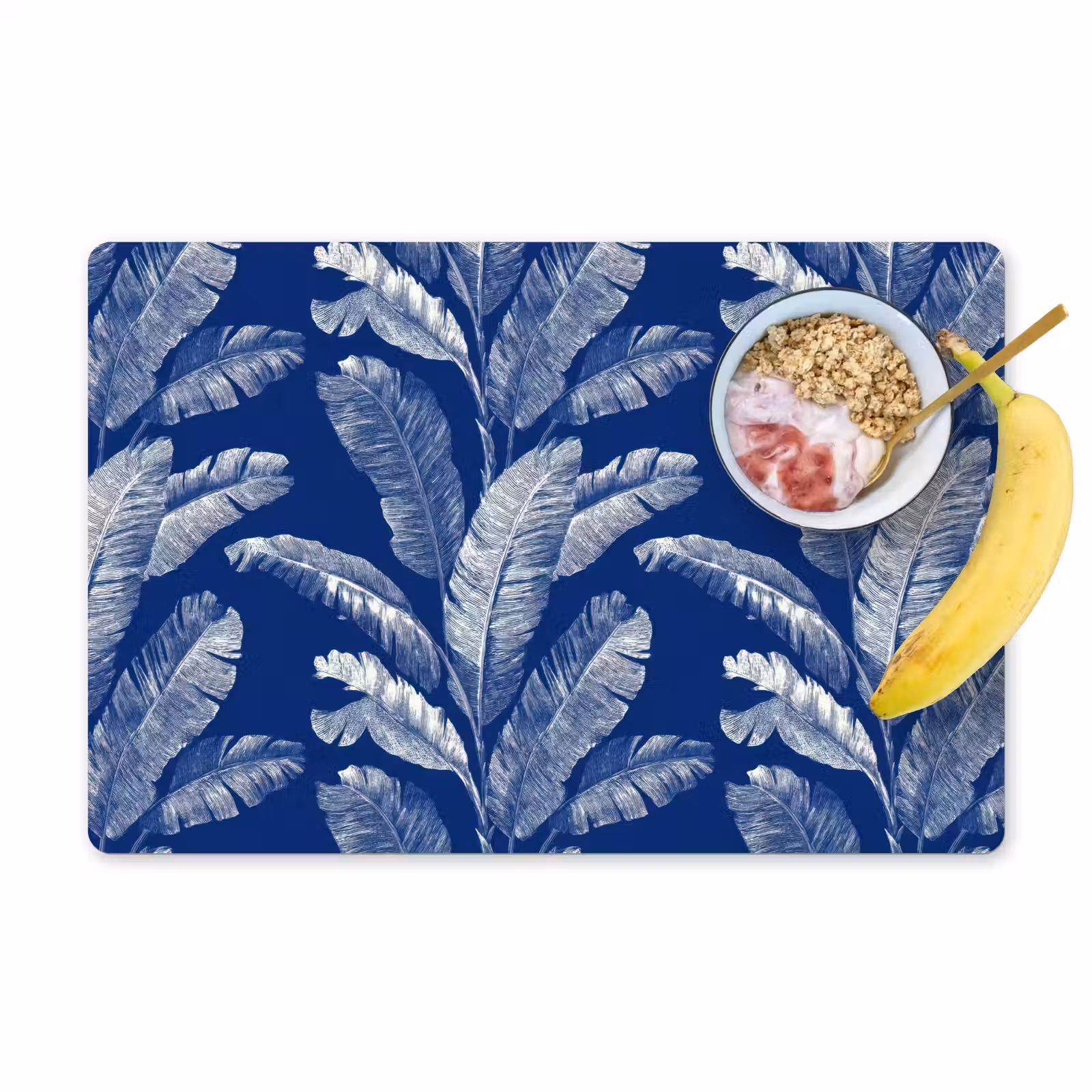 Placemat - 6 stuks - Blad - Palm - Blauw — 1