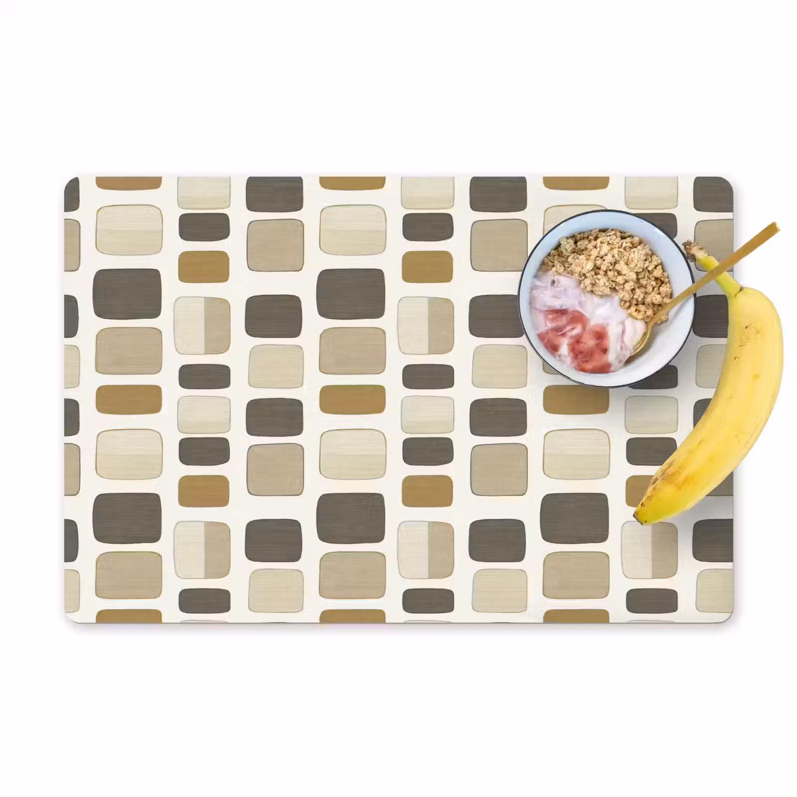 Placemat - 6 stuks - Blokken - Vintage - Grijs — 1