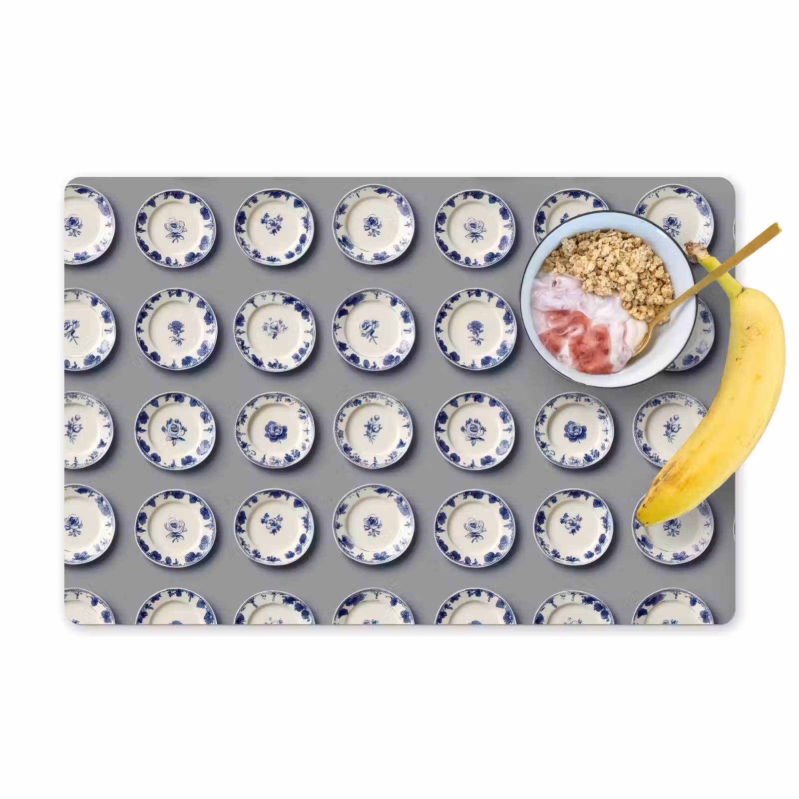 Placemat - 6 stuks - Borden - Bloemen - Blauw - Wit — 1